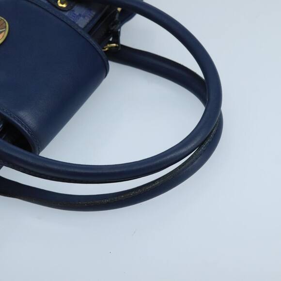 CELINE Macadam Canvas Hand Bag Blue Gold - Picture 7 of 12